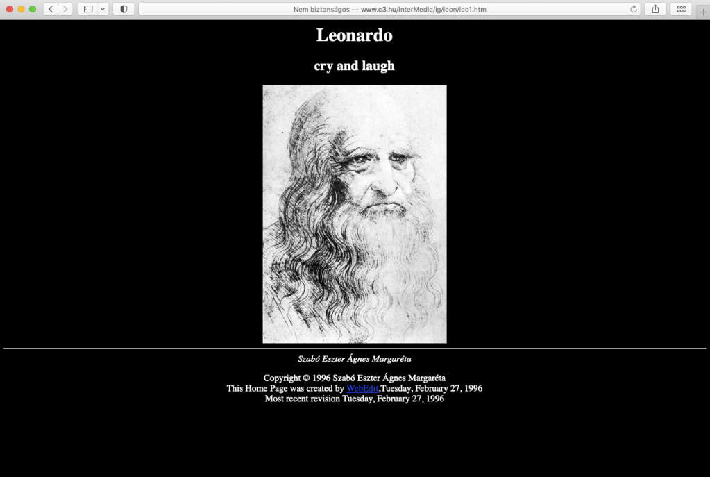 Eszter Ágnes Szabó: Leonardo Cry and Laugh,&nbsp;1996