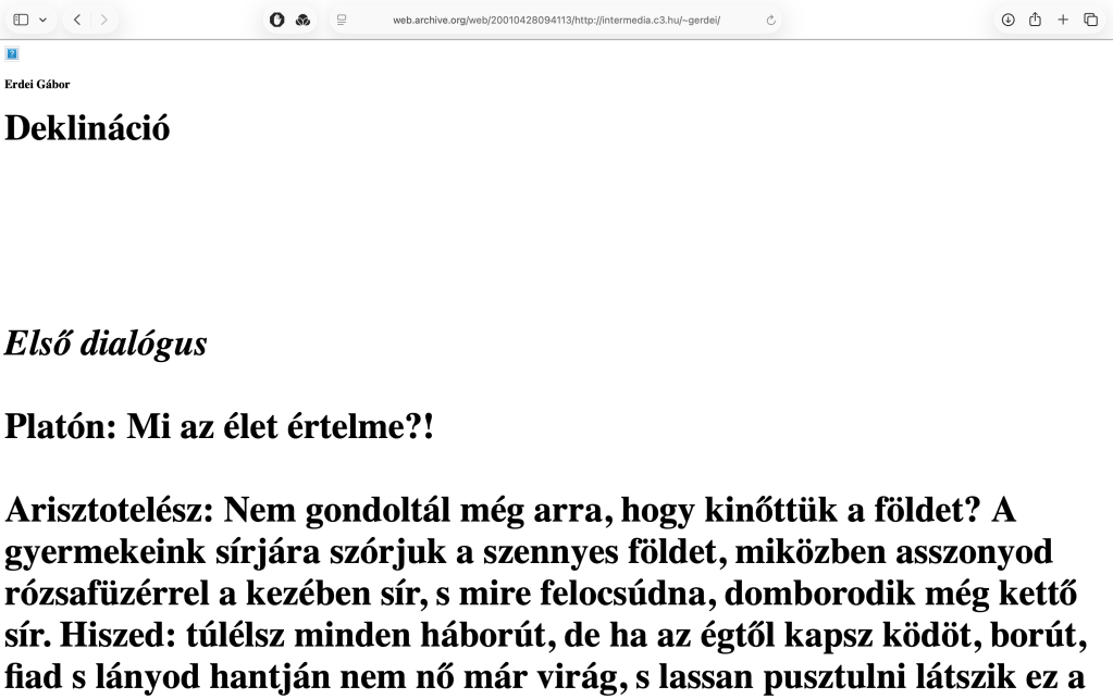 Gábor Erdei: Deklináció,&nbsp;1997